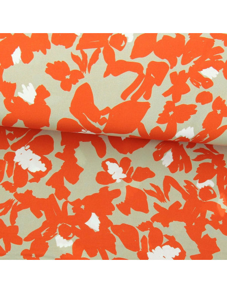 Fancy viscose fabric - Beige and orange Boti