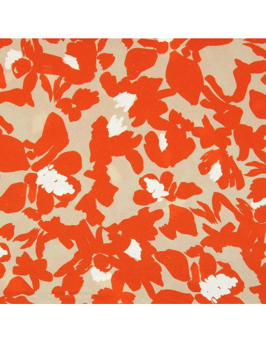 Fancy viscose fabric - Beige and orange Boti