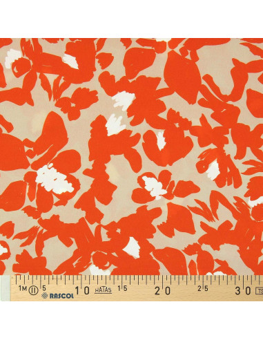 Fancy viscose fabric - Beige and orange Boti