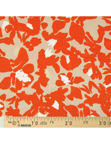 Fancy viscose fabric - Beige and orange Boti