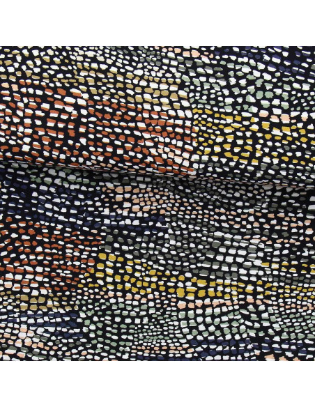 Fancy viscose fabric - Black and brown cobra
