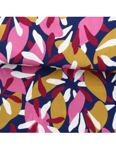 Fancy viscose fabric - Blue and pink Patoche