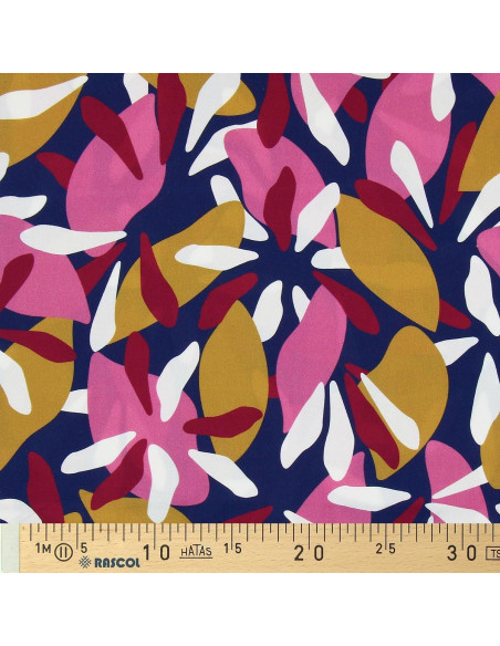 Fancy viscose fabric - Blue and pink Patoche
