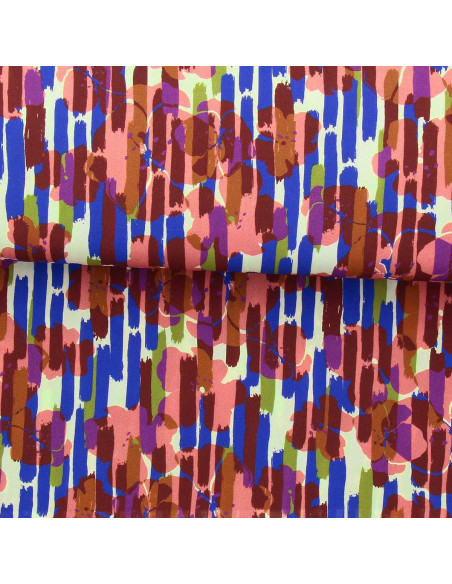 Fancy viscose fabric - Noham blue and pink