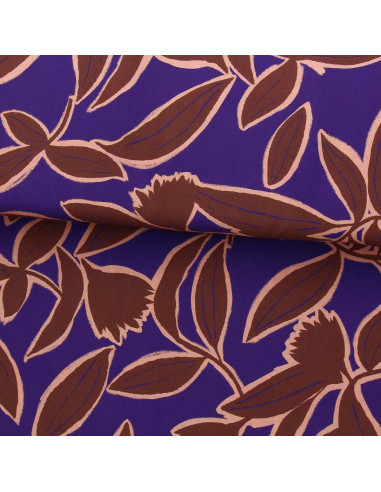 Fancy viscose fabric - Kera blue and brown