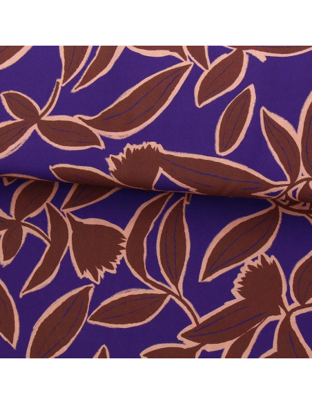 Fancy viscose fabric - Kera blue and brown