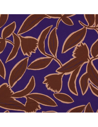 Fancy viscose fabric - Kera blue and brown
