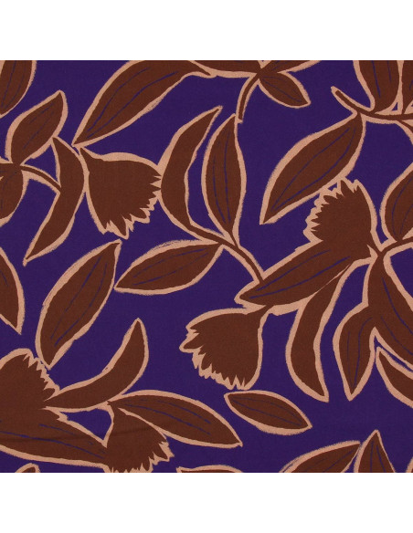 Fancy viscose fabric - Kera blue and brown