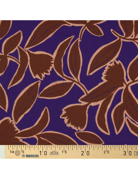 Fancy viscose fabric - Kera blue and brown