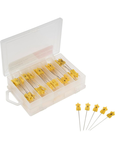 Box of 100 numbered pins, 43 mm long