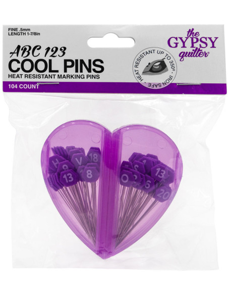 Heart box of 104 ABC 123 pins The Gypsy Quilter
