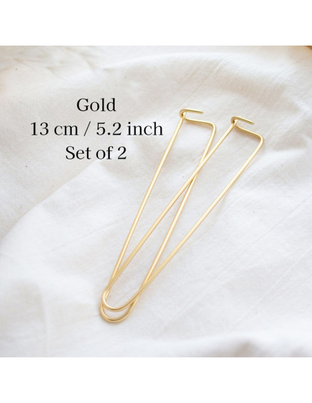 Set of 2 gold stitch stoppers for knitting 13 cm