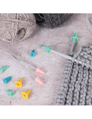 Set of 10 stopper caps for knitting needles