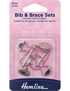 Set of 2 overall buckles 25 mm with jeans buttons - Silver 2