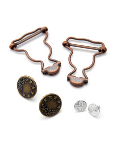 Set of 2 overall buckles 25 mm with jeans buttons - Bronze