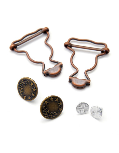 Set of 2 overall buckles 25 mm with jeans buttons - Bronze