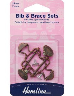 Set of 2 overall buckles 25 mm with jeans buttons - Bronze 2