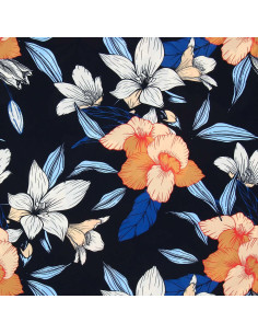 Lycra swimsuit fabric - Black background flowers 2