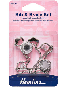 Set of 2 overall buckles 40 mm with jeans buttons - Silver