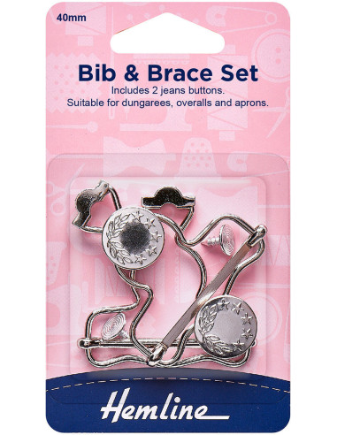 Set of 2 overall buckles 40 mm with jeans buttons - Silver