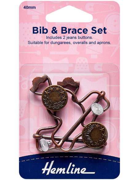 Set of 2 overall buckles 40 mm with jeans buttons - Bronze
