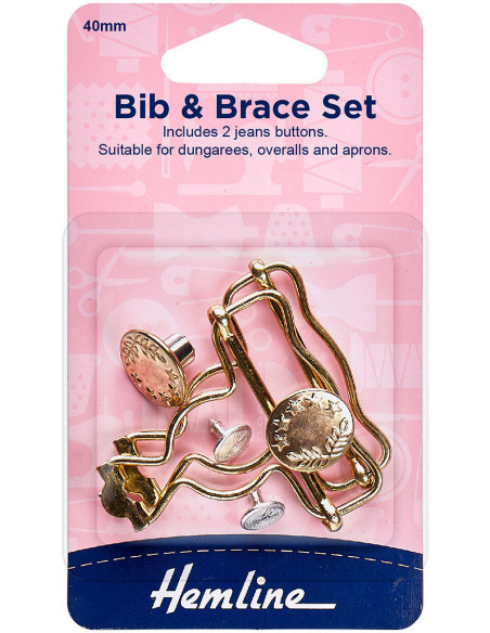 Set of 2 loops for overalls 40 mm with jeans buttons - Gold