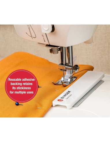 Adhesive guide and ruler for sewing with the Singer sewing machine