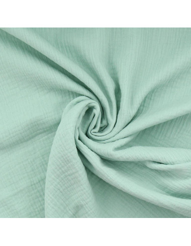 Light mint double gauze cotton fabric