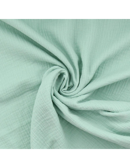 Light mint double gauze cotton fabric
