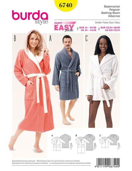Bathrobe pattern - Burda 6740