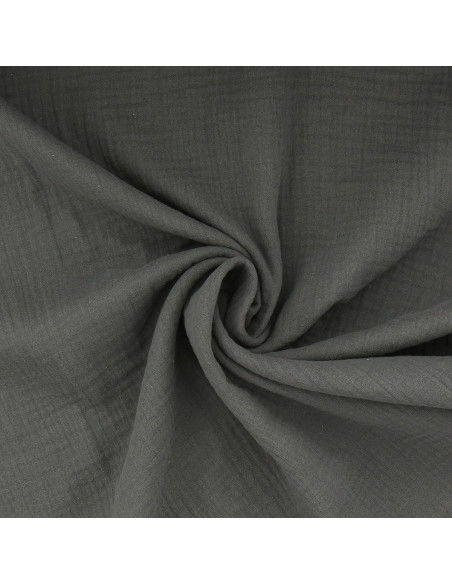 Double gauze cotton fabric - Dark gray