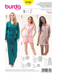 Pajama and nightgown pattern - Burda 6742