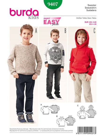 Sweatshirt pattern - Burda 9407
