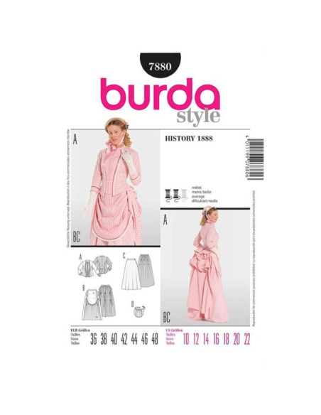 Historical dress pattern (1888) - Burda 7880