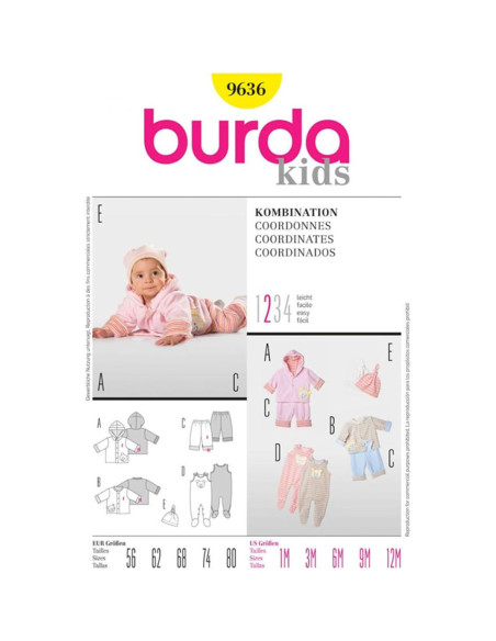 Sweater, pants, romper pattern - Burda 9636