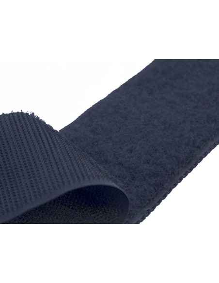 Dark navy sew-on hook and loop tape, 20 mm wide, sold by the meter