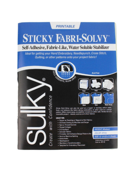 Set of 12 sheets of Sulky Sticky Fabri Solvy stabilizer