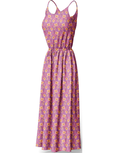 Fancy viscose fabric - Julissa violet and orange
