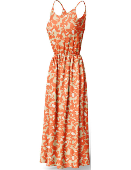 Fancy viscose fabric - Beige and orange Boti