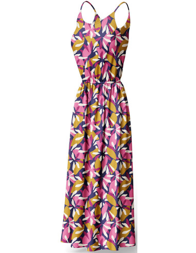Fancy viscose fabric - Blue and pink Patoche