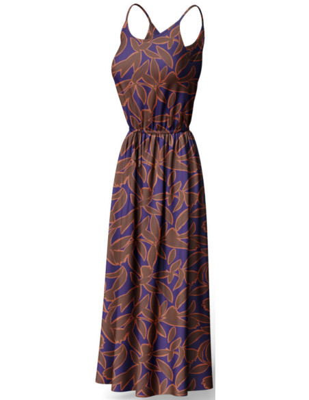 Fancy viscose fabric - Kera blue and brown