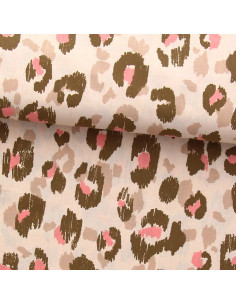 Cotton poplin fabric - Karula linen and pink