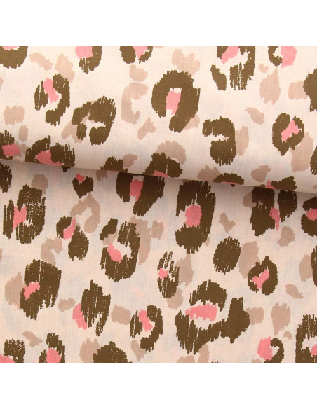 Cotton poplin fabric - Karula linen and pink