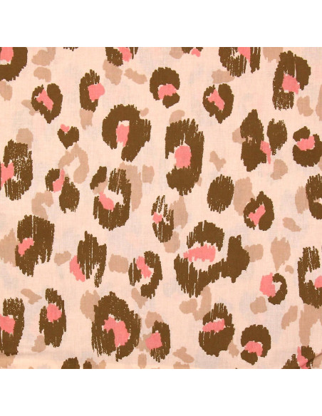 Cotton poplin fabric - Karula linen and pink