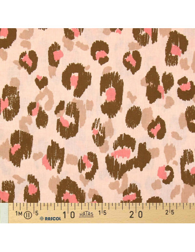 Cotton poplin fabric - Karula linen and pink