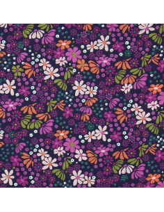 Cotton poplin fabric - Maria violet and orange 2