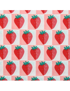 Cotton poplin fabric - Mariguette pink and red 2
