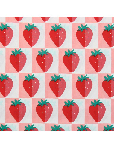 Cotton poplin fabric - Mariguette pink and red