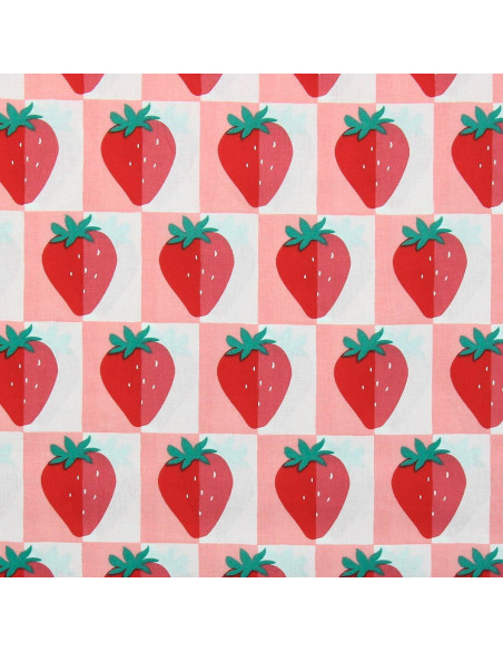 Cotton poplin fabric - Mariguette pink and red