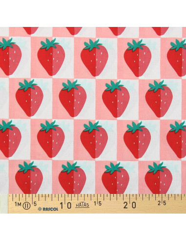 Cotton poplin fabric - Mariguette pink and red
